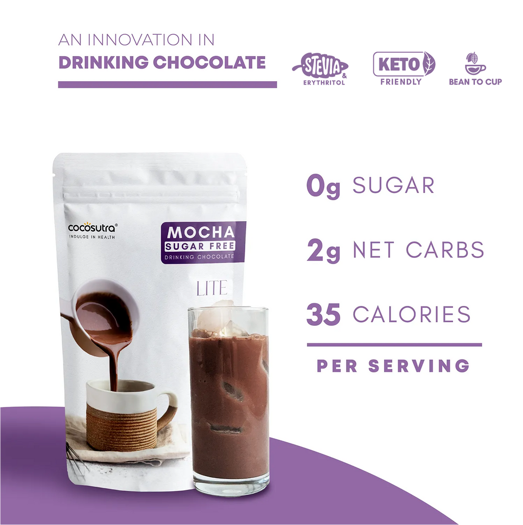Cocosutra Sugar Free Drinking Chocolate Mix - Mocha - 200 gms