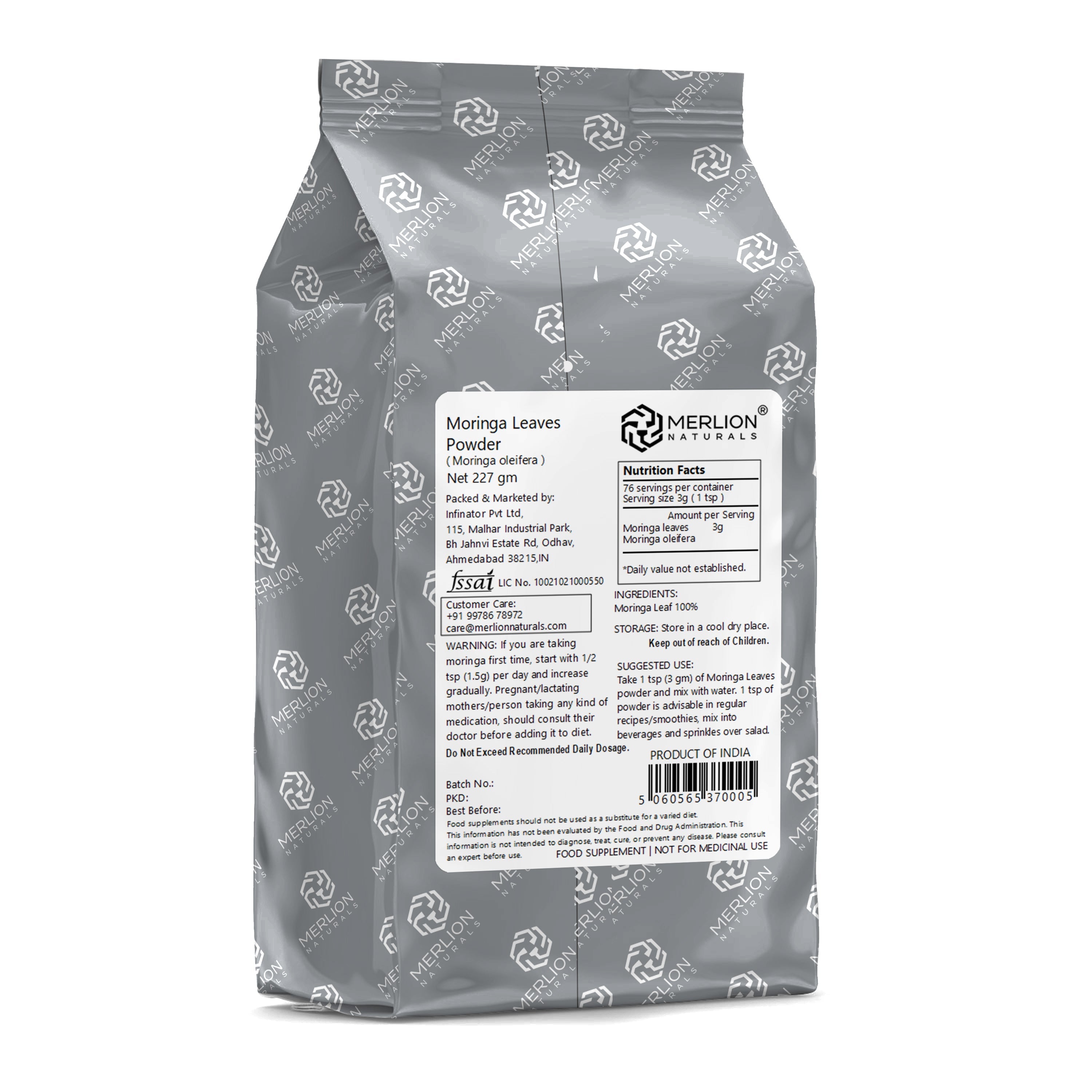 Merlion Naturals Moringa Leaves Powder Moringa oleifera - 227 gms