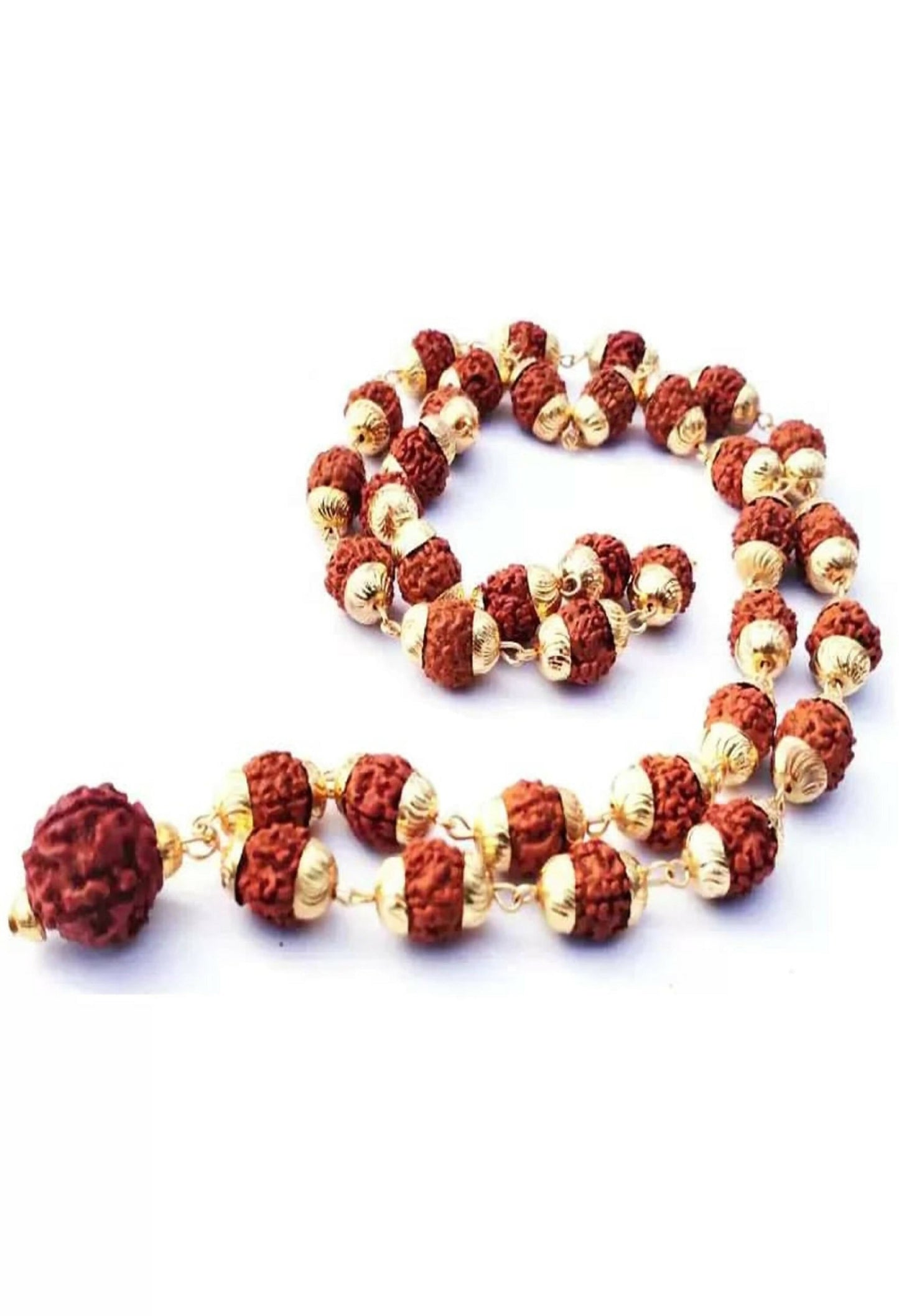 Mominos Fashion Joharkamal Gold-Polished Statement Rudraksha Mala Long Necklace (Golden)