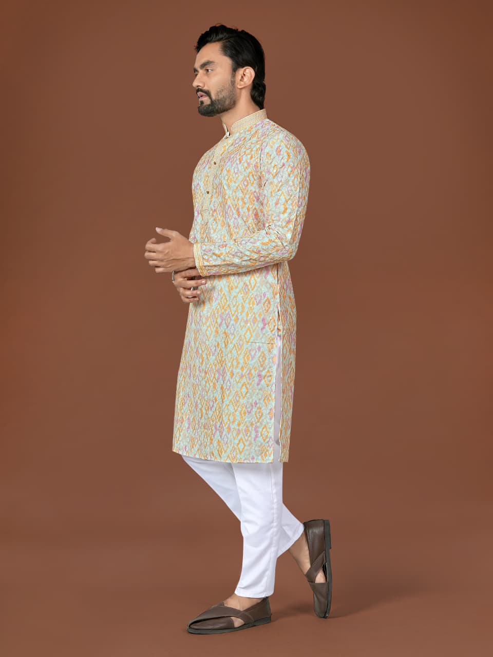 Anaita Multi Lucknowi Silk Straight Kurta
