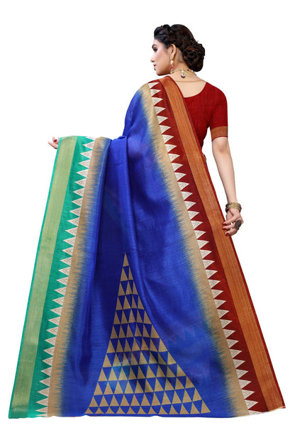 Vamika Blue & Brown Linen Jari Border Saree (GUNJAN BLUE)