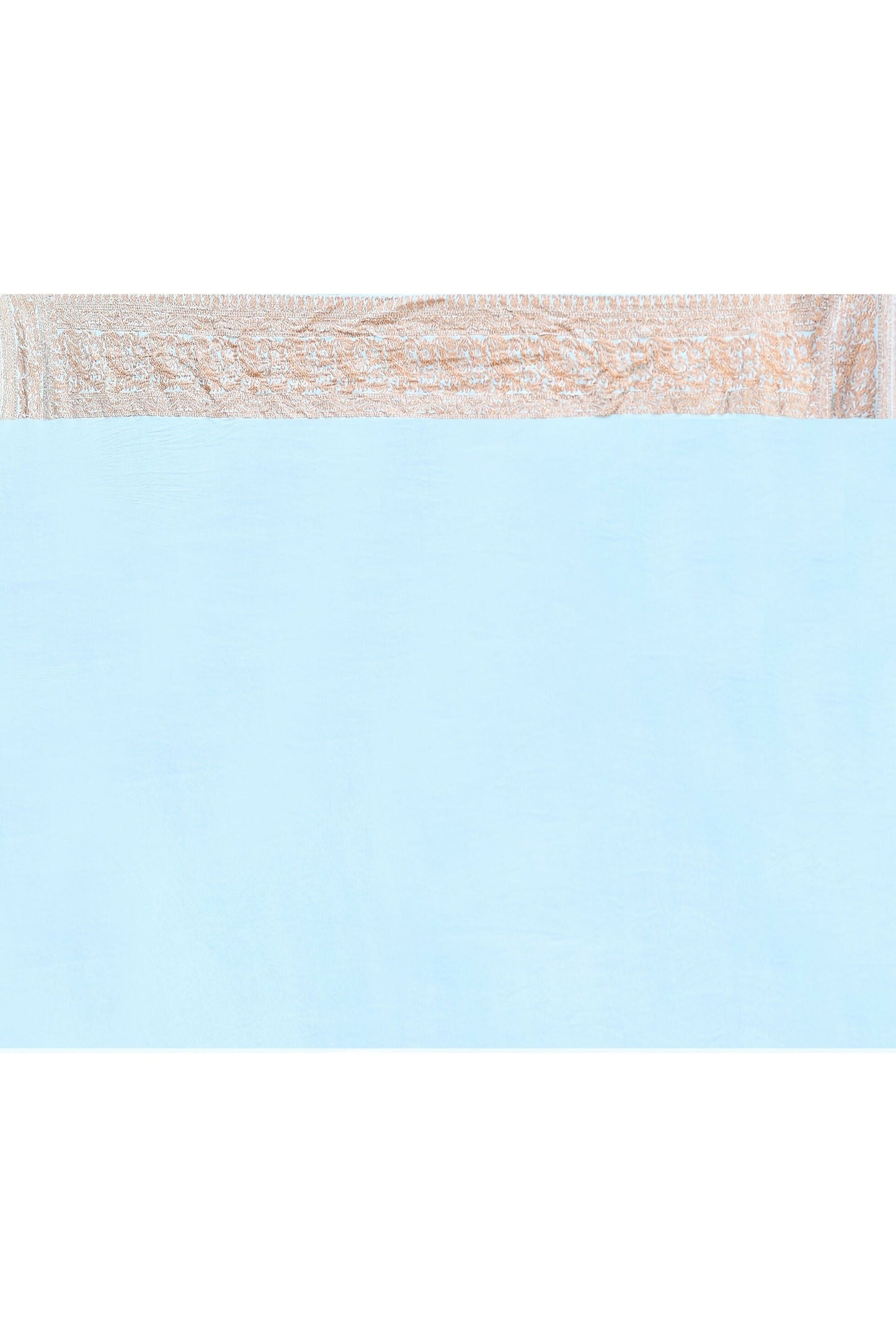 Joban Fashion Light Sky Blue Crepe Chiffon Pure Handloom Banarasi Silk Saree