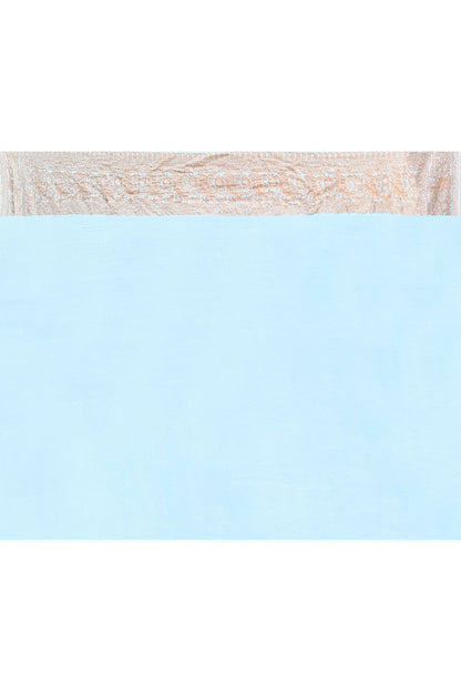 Joban Fashion Light Sky Blue Crepe Chiffon Pure Handloom Banarasi Silk Saree