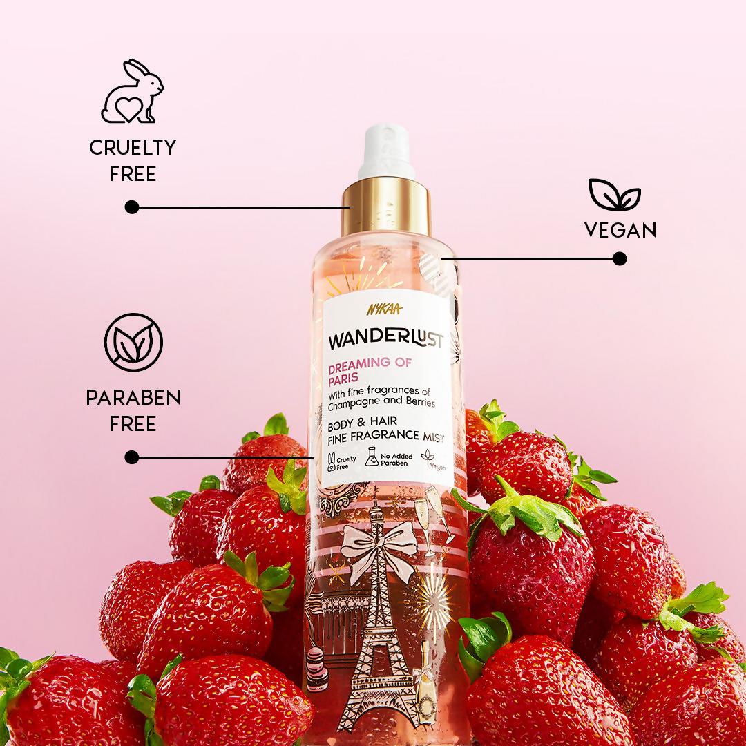 Wanderlust Body & Hair Mist - Dreaming of Paris Long Lasting Perfume, Champagne & Berries