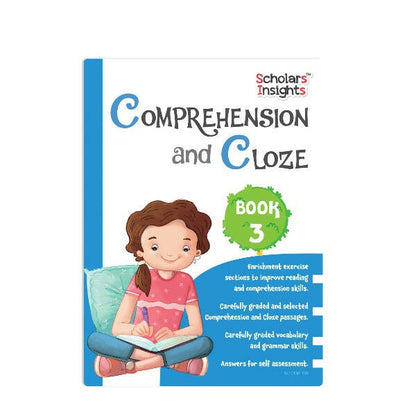 Scholars Insights Comprehension and Cloze Grade 3|English Vocabulary, Grammar Skill Book 3| Ages 8-9 Years