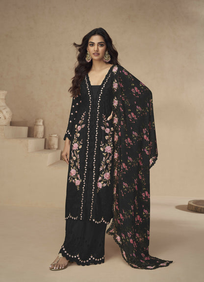 Anaita Black Chinon Readymade Suit with Embroidery Sequence Work