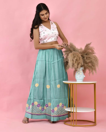 Amodini Designer Studio Pink Floral Sleeveless Padded Blouse