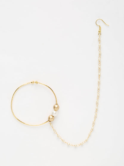 Gold-Polished Stone Nose Ring - Ruby Raang