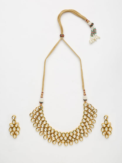Kundan Neckpiece With Earrings - Ruby Raang