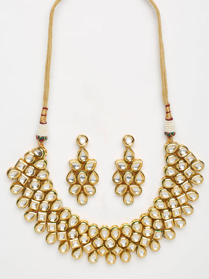 Kundan Neckpiece With Earrings - Ruby Raang