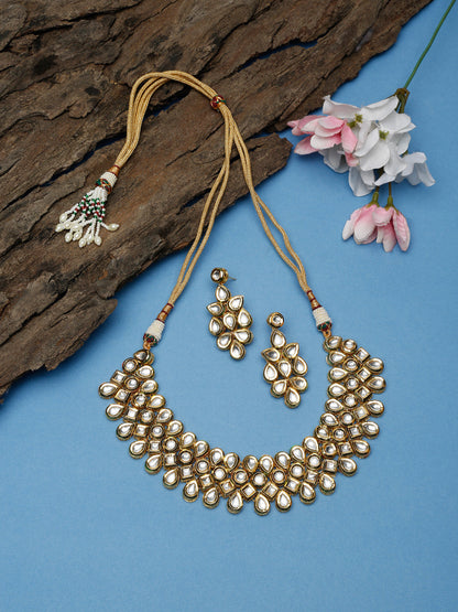 Kundan Neckpiece With Earrings - Ruby Raang