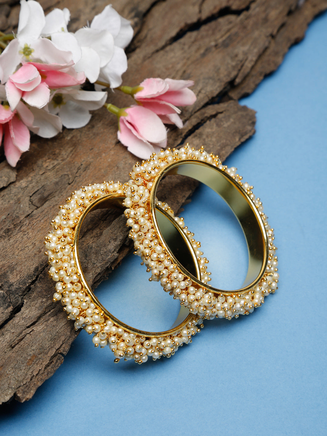 Pearl Embellished Bange Set Of 2 - Ruby Raang