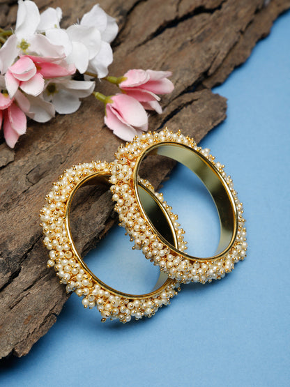 Pearl Embellished Bange Set Of 2 - Ruby Raang