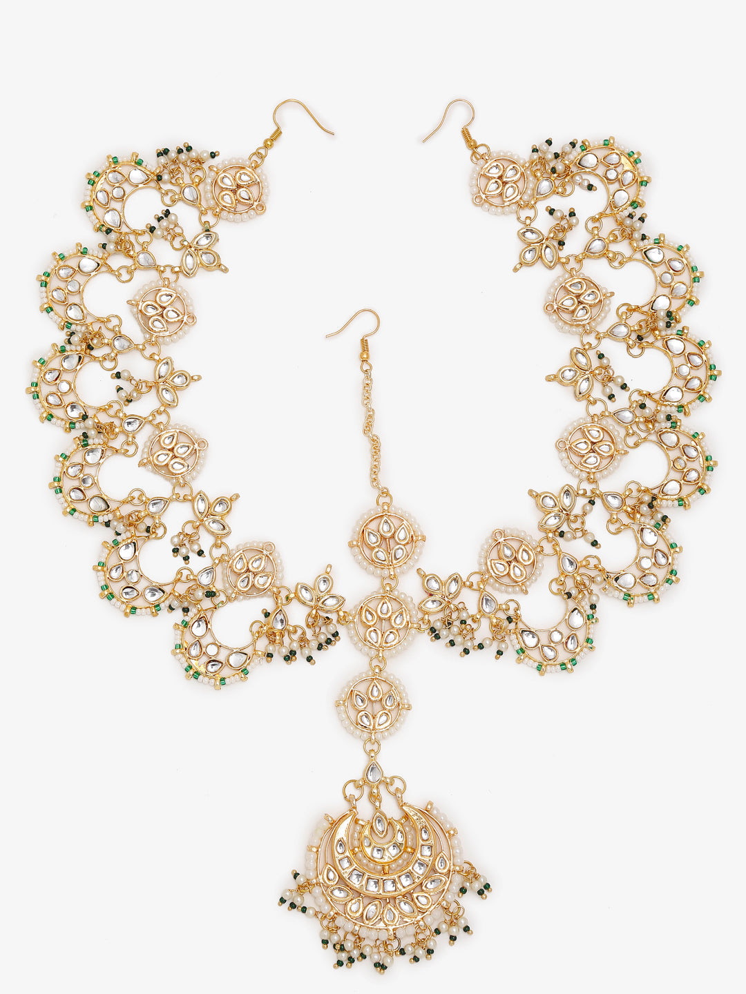 Women's Gold Kundan Maharani Matha Patti - Ruby Raang