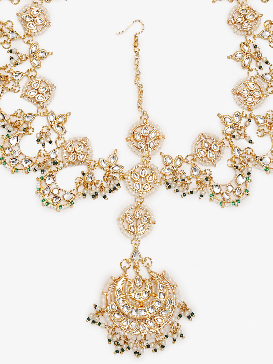 Women's Gold Kundan Maharani Matha Patti - Ruby Raang