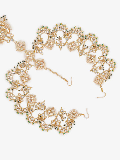 Women's Gold Kundan Maharani Matha Patti - Ruby Raang