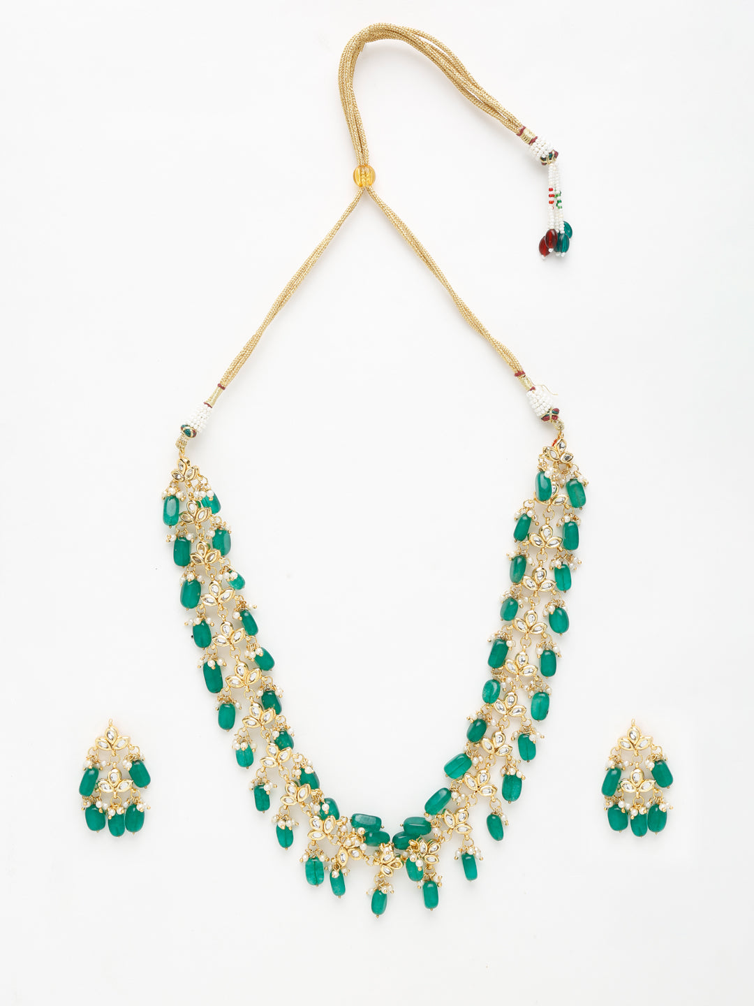 Kundan Neckpiece With Earrings - Ruby Raang