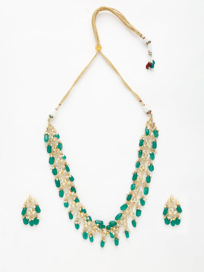 Kundan Neckpiece With Earrings - Ruby Raang