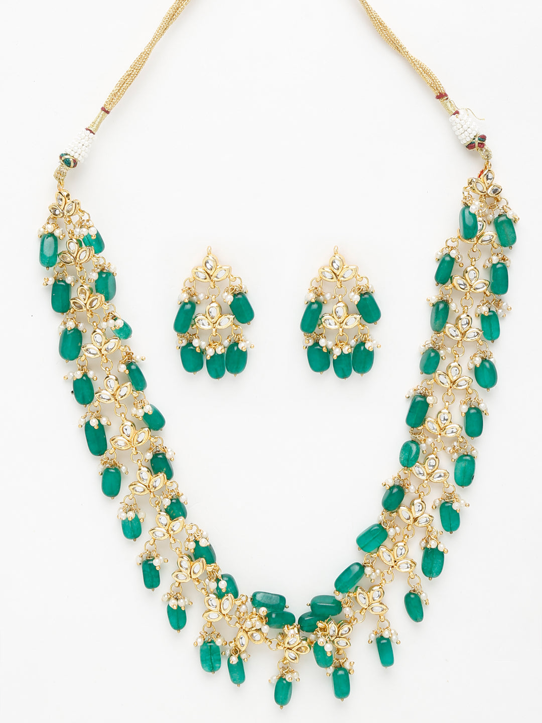 Kundan Neckpiece With Earrings - Ruby Raang