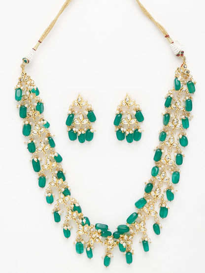 Kundan Neckpiece With Earrings - Ruby Raang
