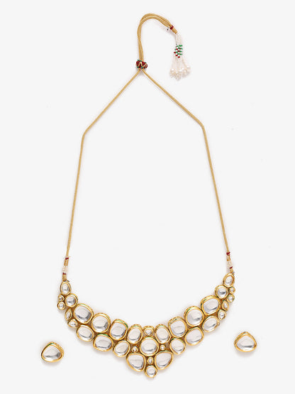 Gold Kundan Choker With Studs - Ruby Raang