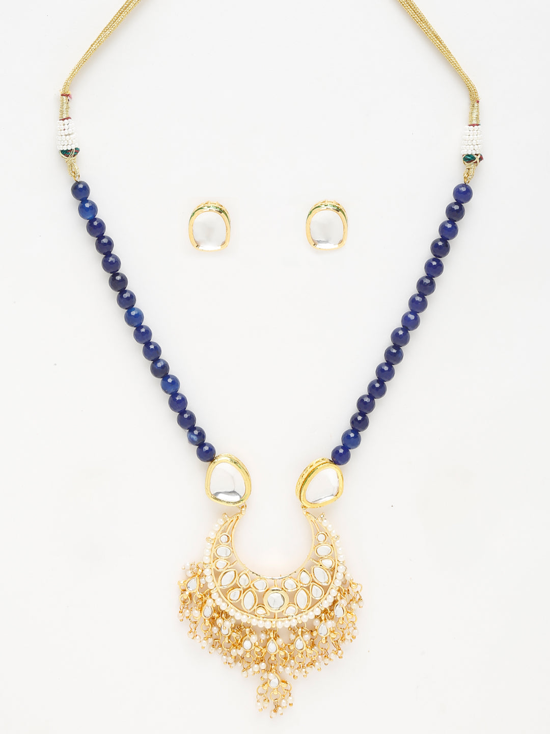 Stone Kundan Neckpiece With Studs - Ruby Raang