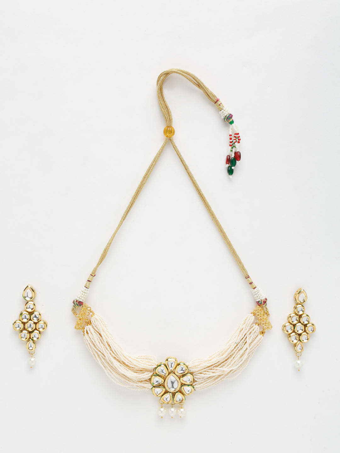 Kundan Choker With Earrings - Ruby Raang