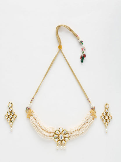 Kundan Choker With Earrings - Ruby Raang