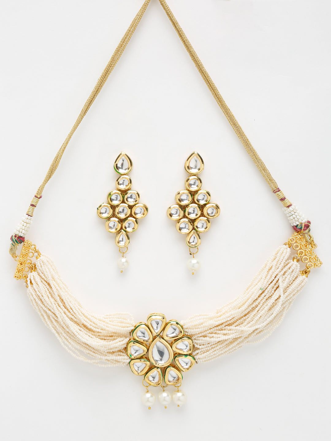 Kundan Choker With Earrings - Ruby Raang