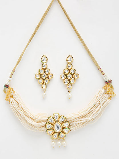 Kundan Choker With Earrings - Ruby Raang