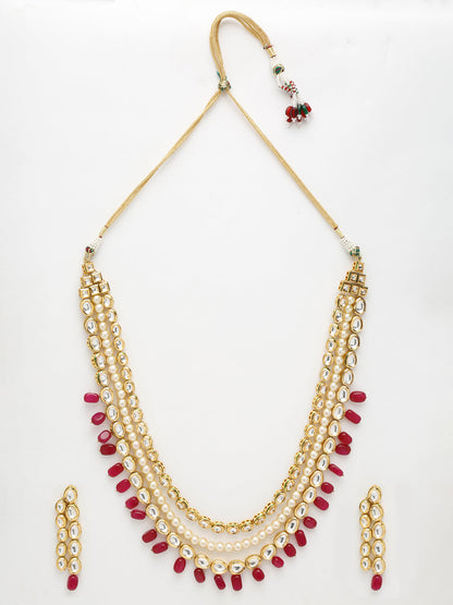 Kundan Neckpiece With Earrings - Ruby Raang