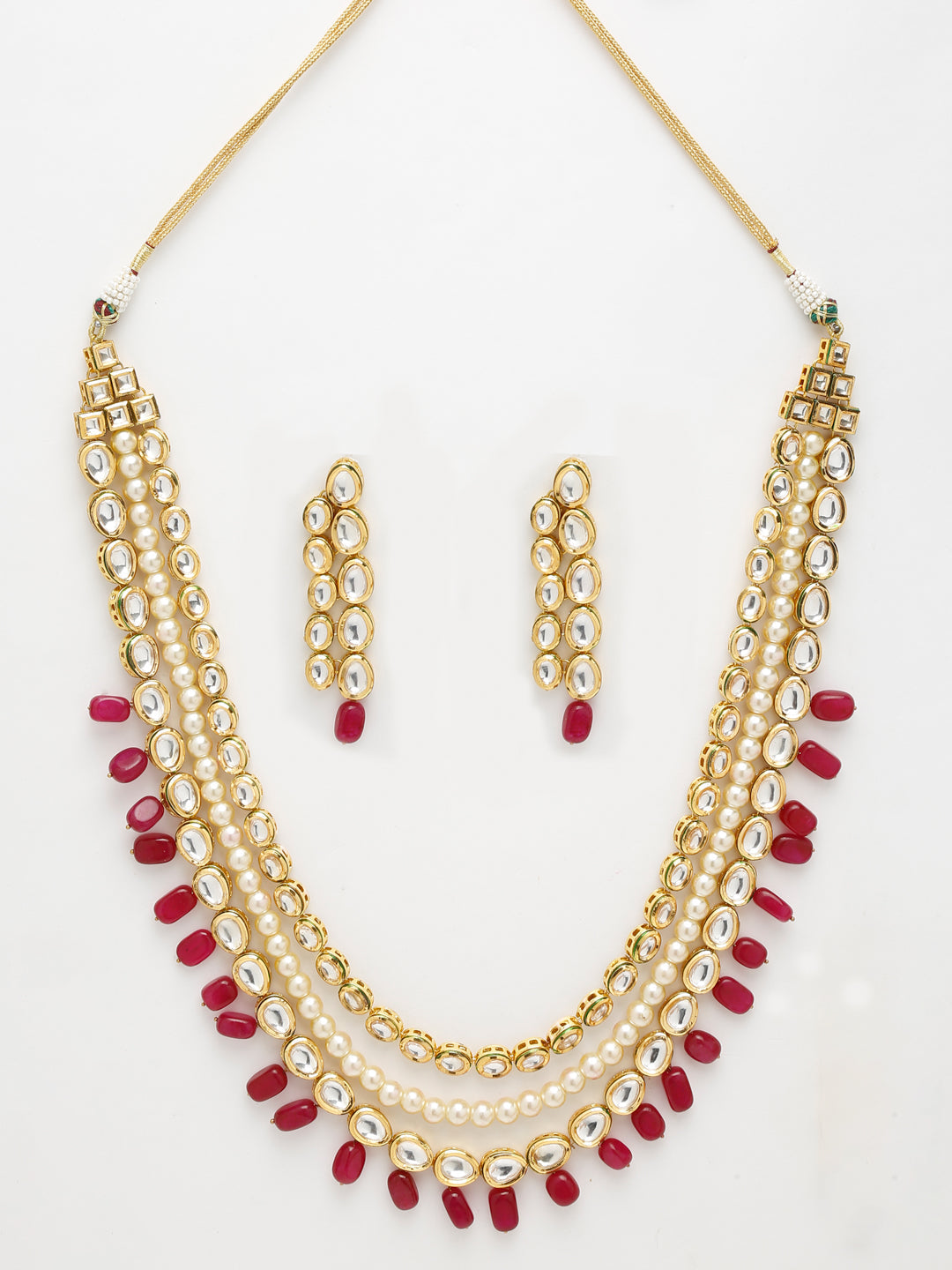 Kundan Neckpiece With Earrings - Ruby Raang