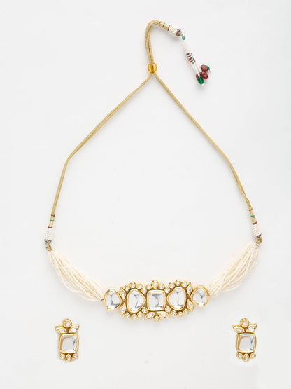 Kundan Choker With Earrings - Ruby Raang