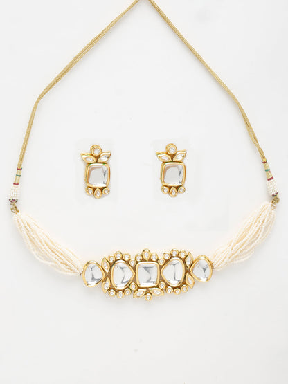 Kundan Choker With Earrings - Ruby Raang