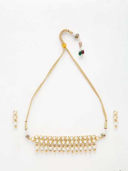 Kundan Choker With Earrings - Ruby Raang