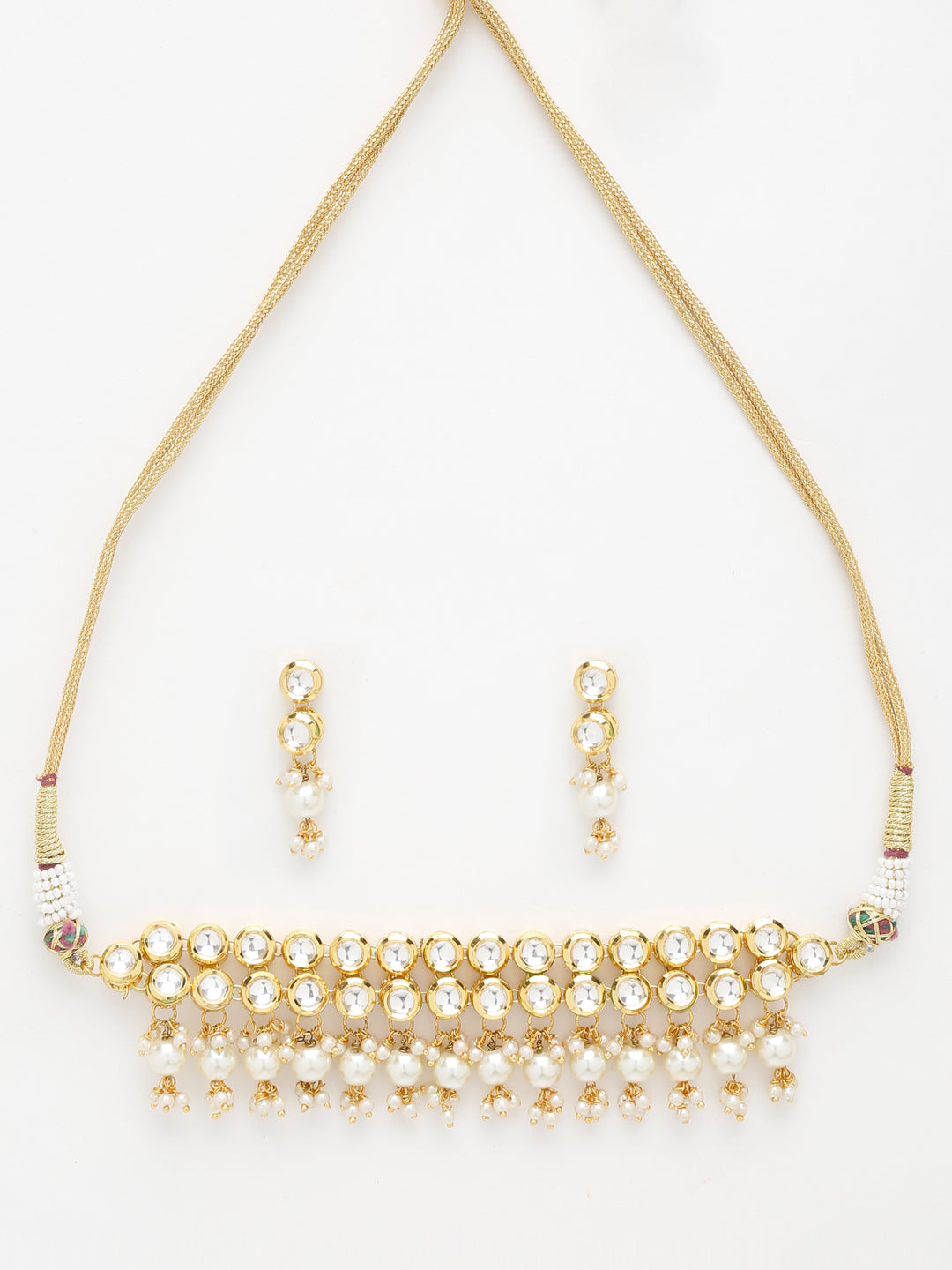 Kundan Choker With Earrings - Ruby Raang