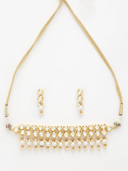 Kundan Choker With Earrings - Ruby Raang