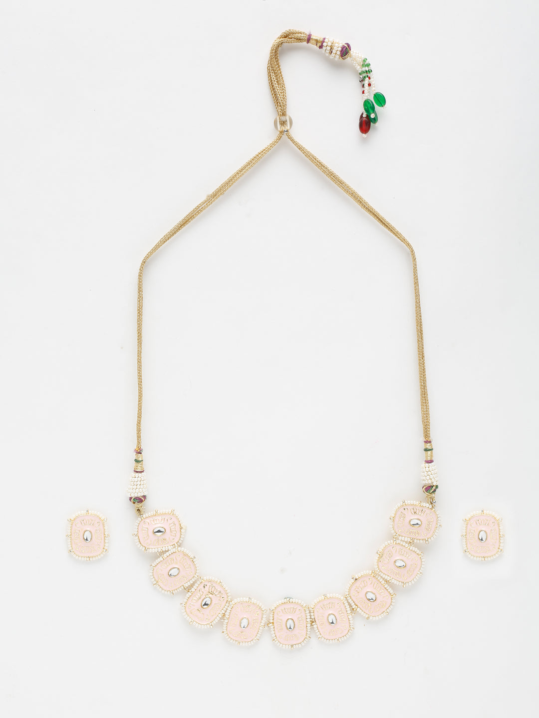 Kundan Choker With Pearls, Earrings & Maang Tikka - Ruby Raang