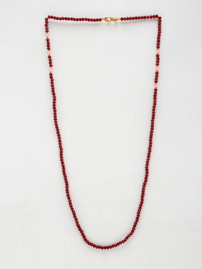 Stone And Gold-Polished Mask Chain - Ruby Raang