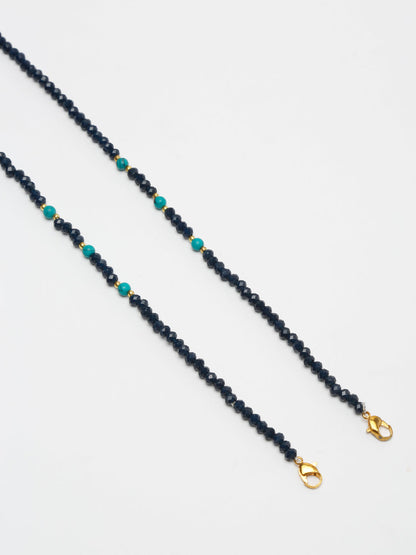 Stone And Gold-Polished Mask Chain - Ruby Raang