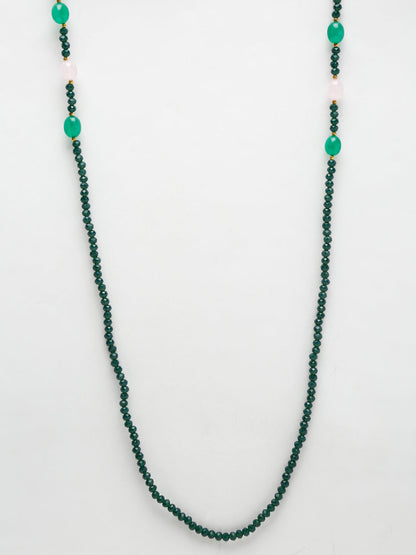 Stone And Gold-Polished Mask Chain - Ruby Raang