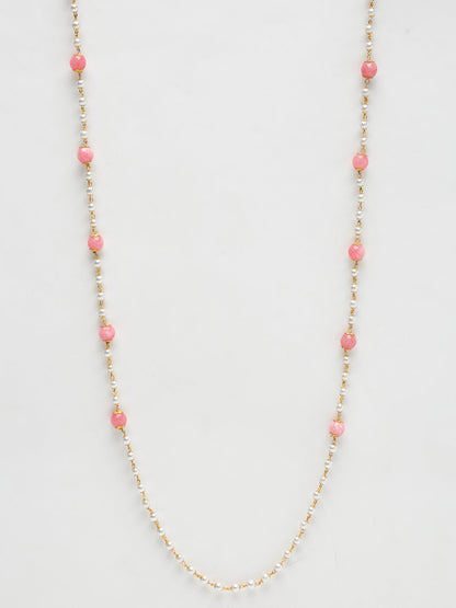 Stone And Gold-Polished Mask Chain - Ruby Raang