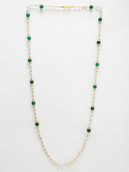 Stone And Gold-Polished Mask Chain - Ruby Raang