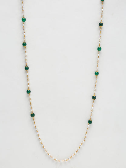 Stone And Gold-Polished Mask Chain - Ruby Raang