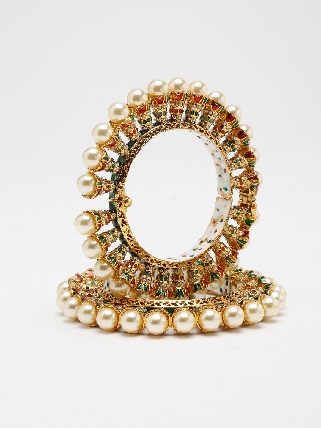 Multi Embellished Bangle Set Of 2 - Ruby Raang