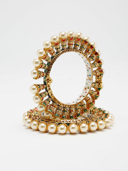 Multi Embellished Bangle Set Of 2 - Ruby Raang