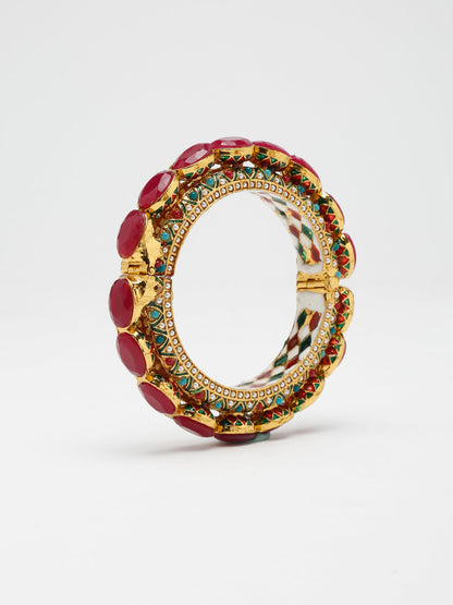Single Multi Embellished Bangle - Ruby Raang