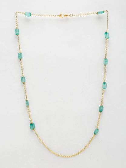 Stone And Gold-Polished Mask Chain - Ruby Raang