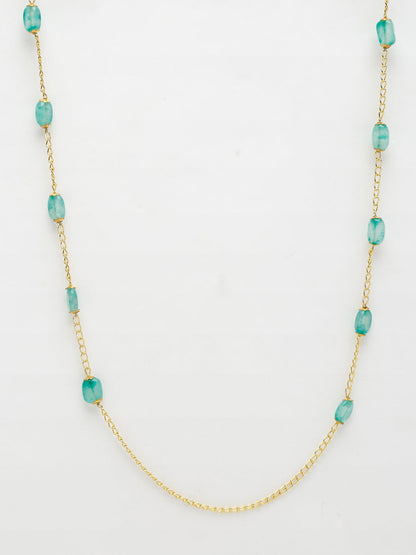 Stone And Gold-Polished Mask Chain - Ruby Raang