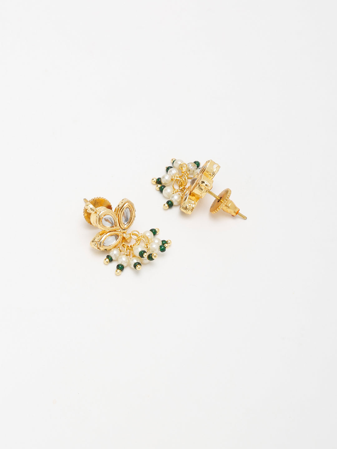 Gold-Polished Kundan Studs - Ruby Raang